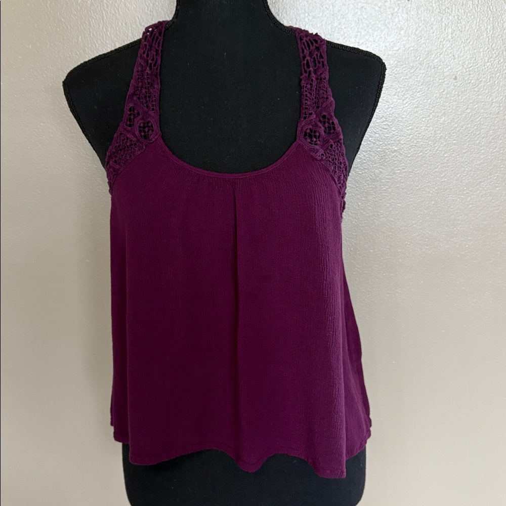 Rue21 Deep Purple Crochet Tank Top Size Medium